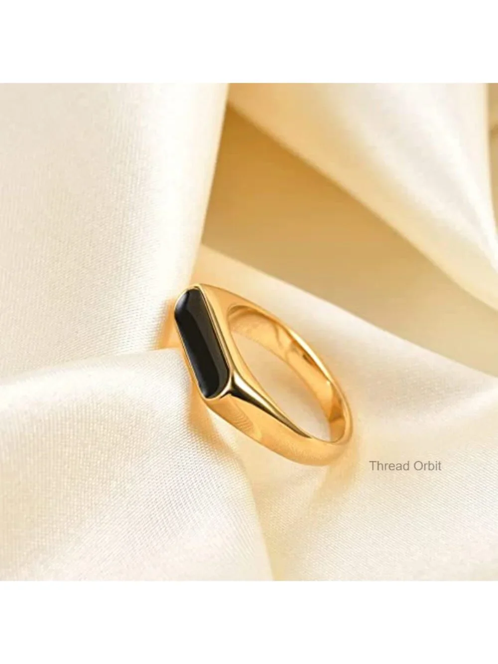 14K Gold Plated Signet Ring - Durable Stainless Steel Stacking Band Ring
